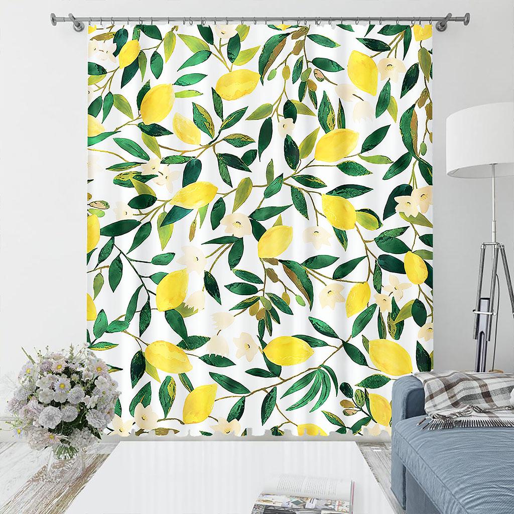 

Природа Зеленые Листья Полиэстер Роскошные Шторы, Цветок, Лимон, Розовые Фламинго, Тонкое Затенение, Спальня, Гостиная, Домашний Декор 120W243H&Grommet Top