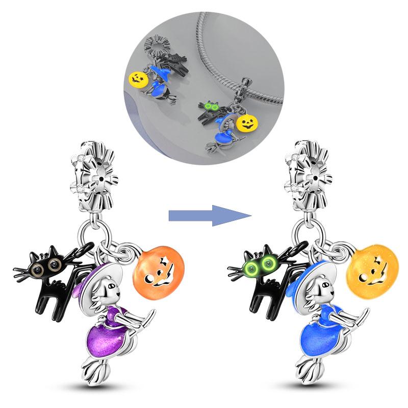 Halloween Copper Charms Ghost Clown Witch Pendants Fit Original Pan Bracelet Making Jewelry Diy Gift For Friend