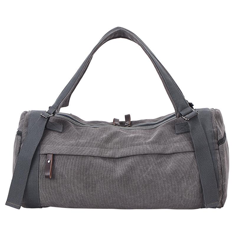 

Универсальный холщовый дорожный рюкзак: Большая вместимость, Спорт на открытом воздухе, Фитнес и Многофункциональная цилиндрическая сумка для мужчин и женщин серый