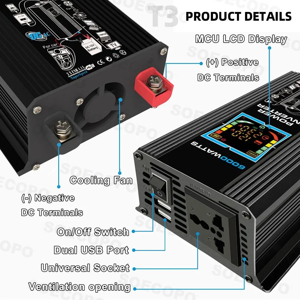 SOECOPO 6000W Solar Power Station 800W Panel 100A Controller 12V To 110V 220V AC with Alligator Clips for Camping Home CE FCC