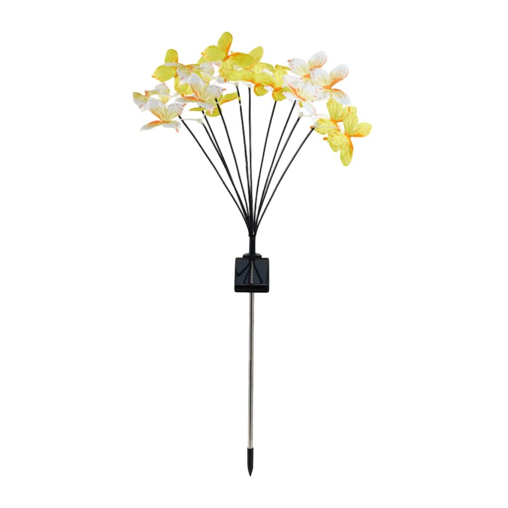 Solar Butterfly Flower Garden Light LED Outdoor Yard Lawn Decorative Lamp with Multiple Butterfly Design and Flexible Stems for Landscape Lighting