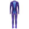 Long Sleeve Front Zip Metallic Footed Bodysuit for Girls Shiny Unitard Jumpsuit Stage Performance Dance Competition