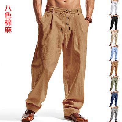 Frühling und Sommer neue Saison Herren atmungsaktive Baumwolle und Leinen lockere lässige Sporthose Herren