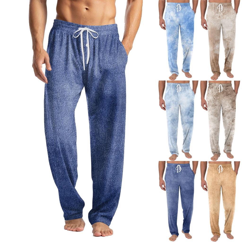 Pantalon décontracté pour homme en tricot avec poche et imprimé tendance, pantalon de pyjama