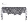 Halloween Party Table Set Door Curtain, Lace Spider Web Fireplace Cover, Scary Skeleton Witch Shrink-resistant Fabric Bat Print Window Drapes for Home