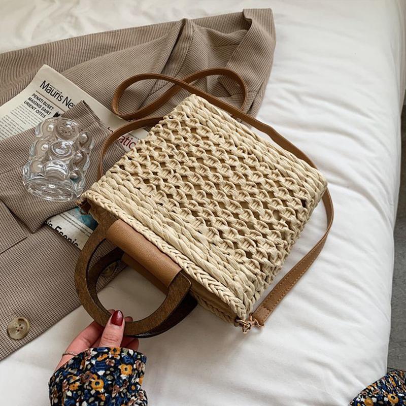 Yogodlns Summer Straw Bag Women Bohemian Straw Beach Bag Casual Handle Bag Large Capacity C rossbody Bag Handmade Lady Purse