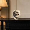 Gothic Butterfly Skull Pen Holder, Spooky Resin Skull Makeup Brush Holder, Multifunctional Halloween Tea Light Candle Holder for Desk, Shelf Decor
