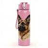 1 Stück Realistische Schäferhund-Büste 750 ml Farbe Kunststoff-Wasserflasche Auslaufsicherer Klappdeckel mit Strohhalm Für Sport, Büro, Heimgebrauch