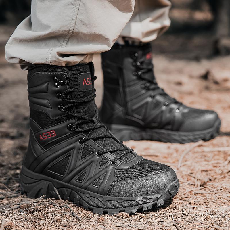 Men's High-Top Outdoor Boots Autumn Winter New Style Climbing Mountain Off-Road Tactical Boots Large Size Comfortable Shoes