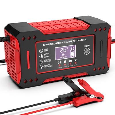 Car Battery Charger Power Puls Repair Chargers Wet Dry Lead Acid 12V 6A Pulse Repair LCD Display Smart Fast Charge For Auto Moto