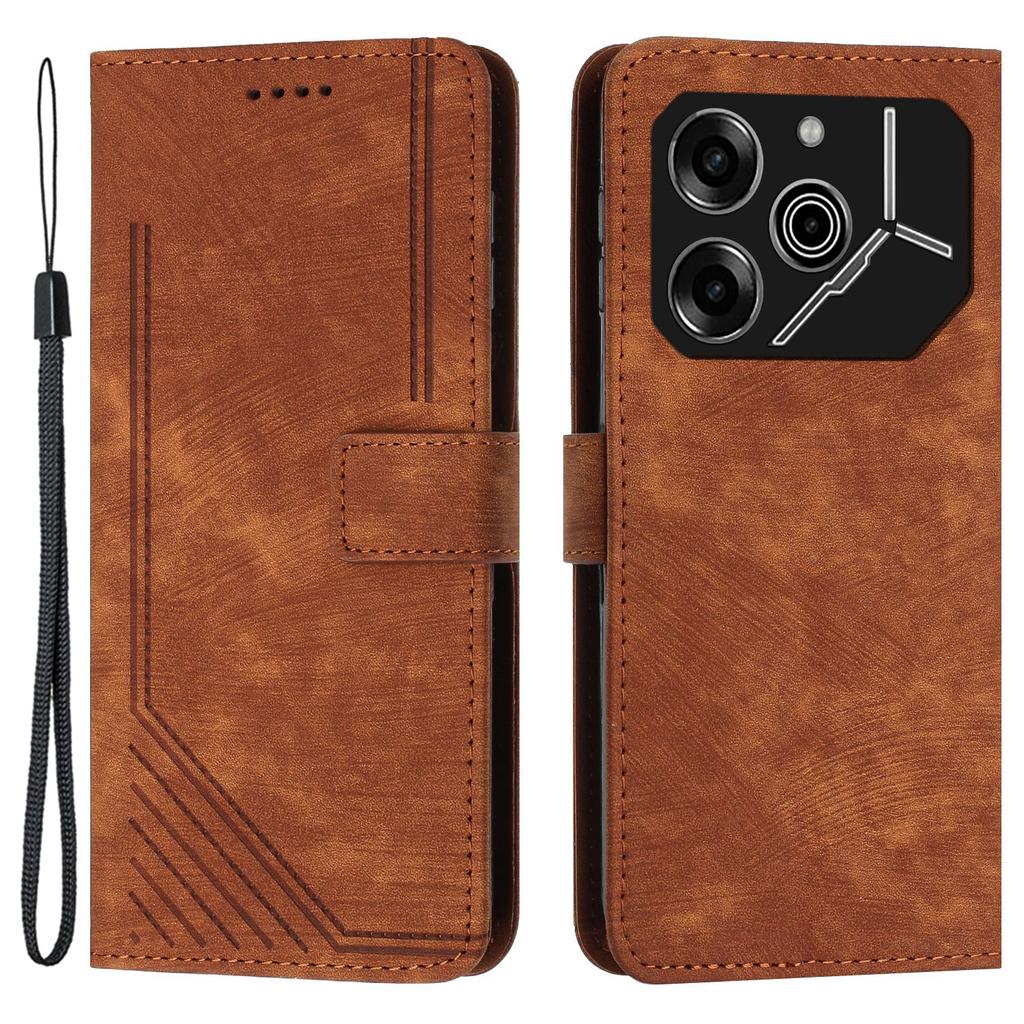For TECNO Pova 6 Pro 5G/Li 9 Wholesale Phone Case Lines Imprint PU Leather Wallet Cover