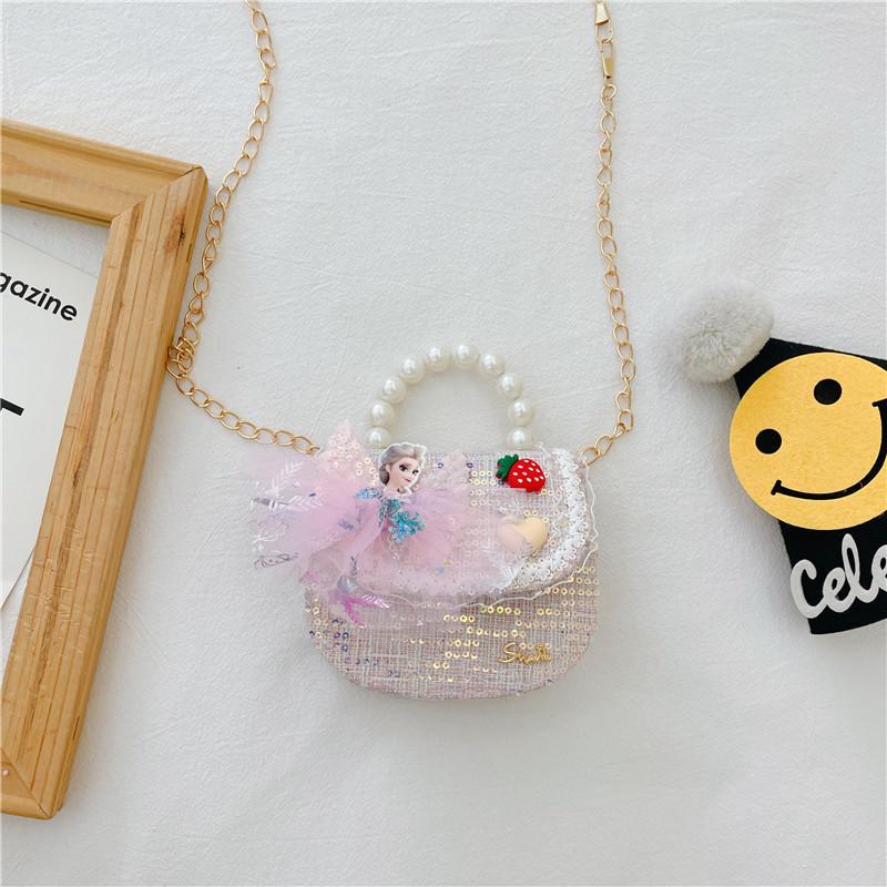 Entzückende Prinzessin Perlen Handtasche Für Mädchen Mini Pu Leder Umhängetasche