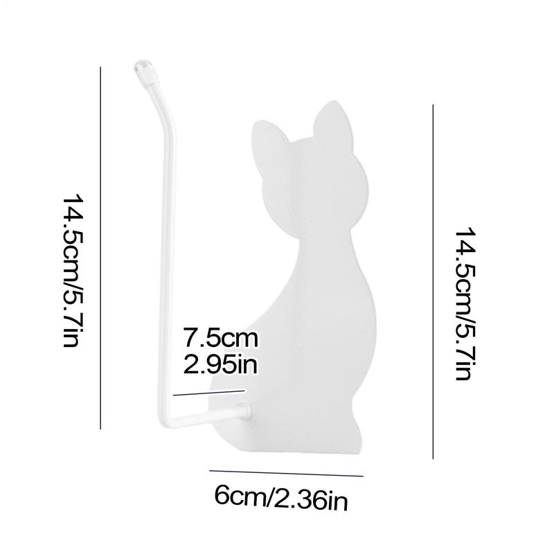 Bathroom Paper Towel Holder Stainless Steel Storage Shelf with Cat Design Mount Organization for Guest House Travel Fridge