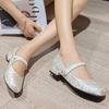 Mode 2025 Frühling Damen Outdoor Mary Jane Schuhe Chinesischer Stil Quadratische Zehe Stickerei Jacquard Designer Walking Flache Damenschuhe