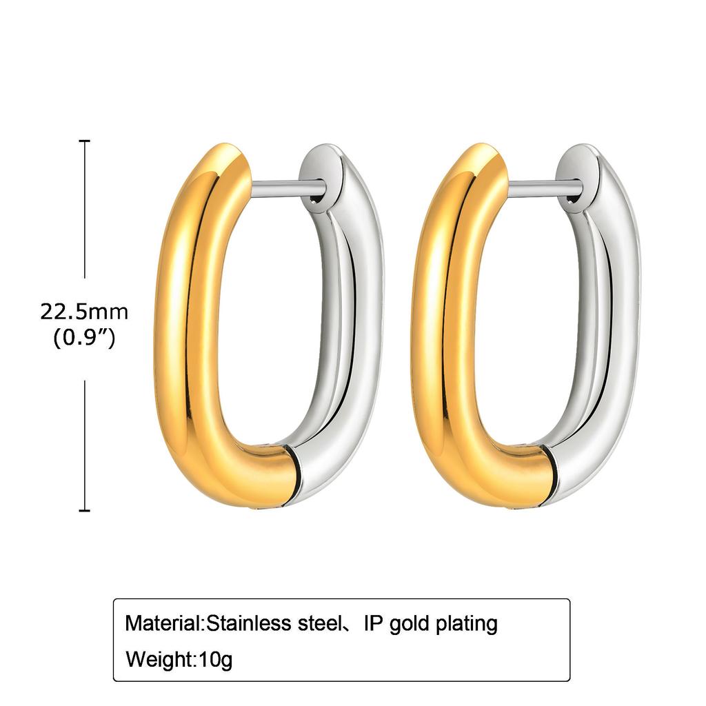 Vnox Chic Hoop Earrings for Women,Gold and Silver Color Non Tarnish Waterproof Stainless Steel Square Geometric Earrings Gifts