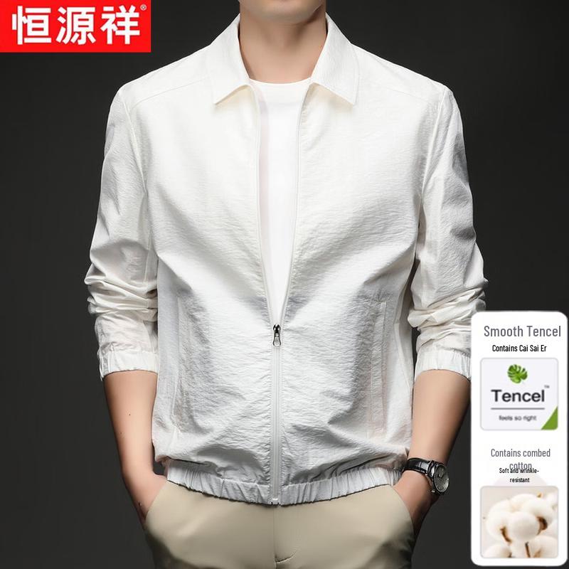 Hengyuanxiang Men s Tencel Linen Blend Lapel Jacket 50