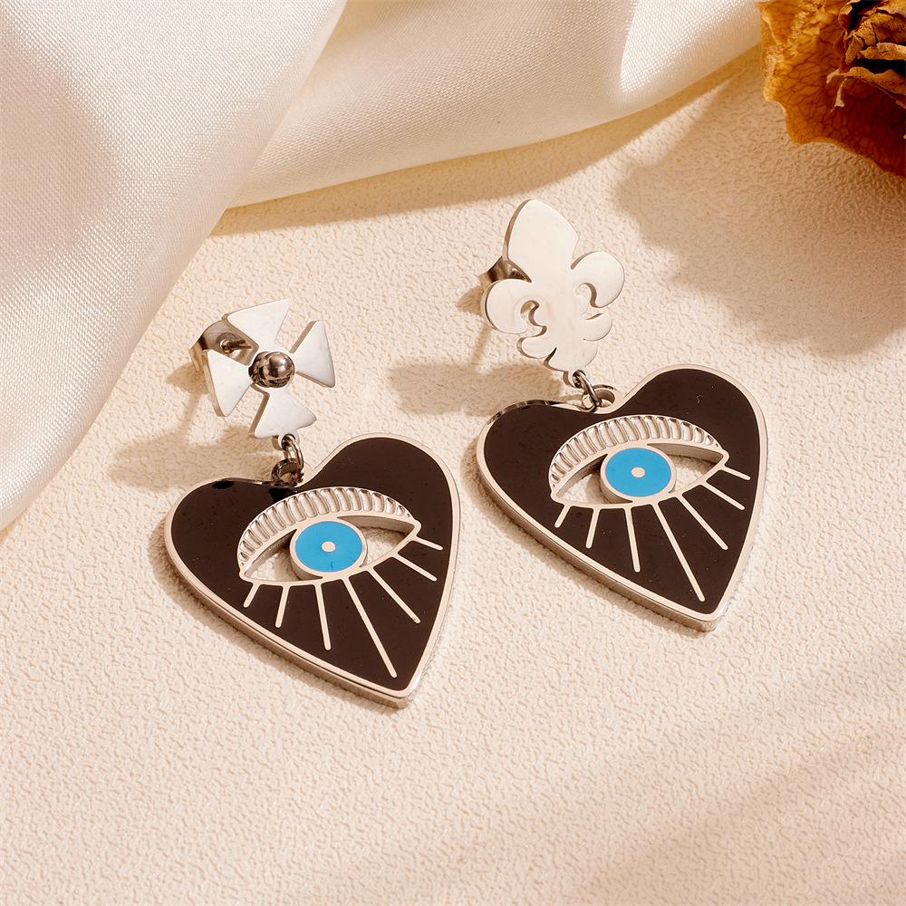 18k Gold Plated Titanium Evil Eye Earrings - Colorfast Stainless Steel Design