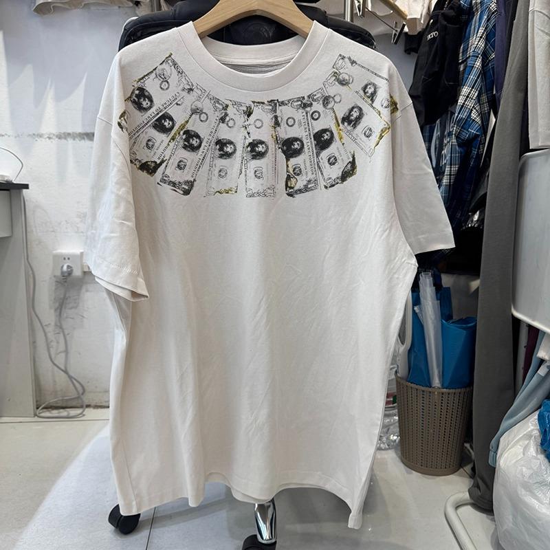 Light Color Saint Cross Medal Print Oversized T Shirt High Street Casual Men Women Fashion TU PAC Summer Cotton Tops