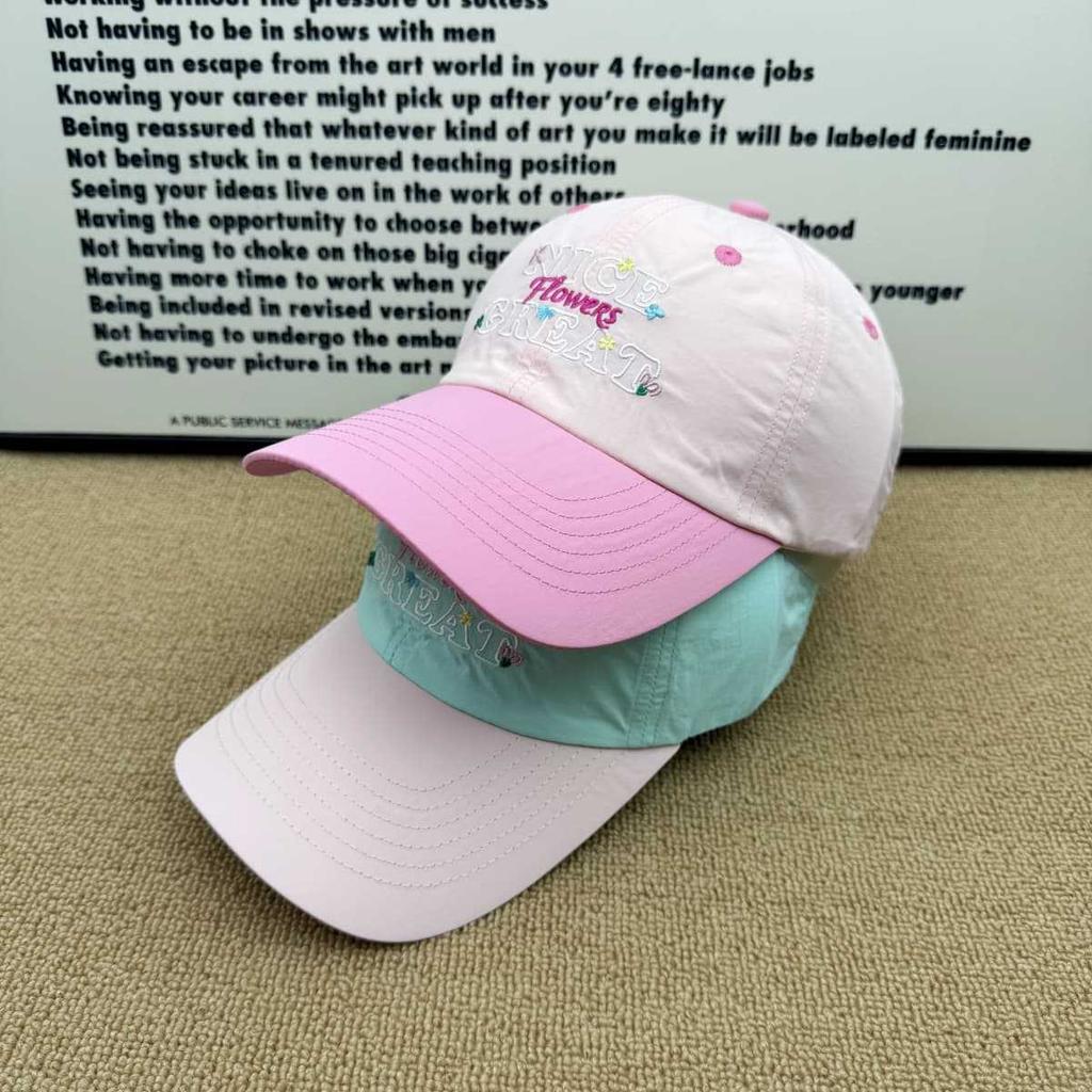 Small fresh NICE embroidered baseball cap women's quick-drying breathable cap contrasting color soft top sun hat versatile and small face