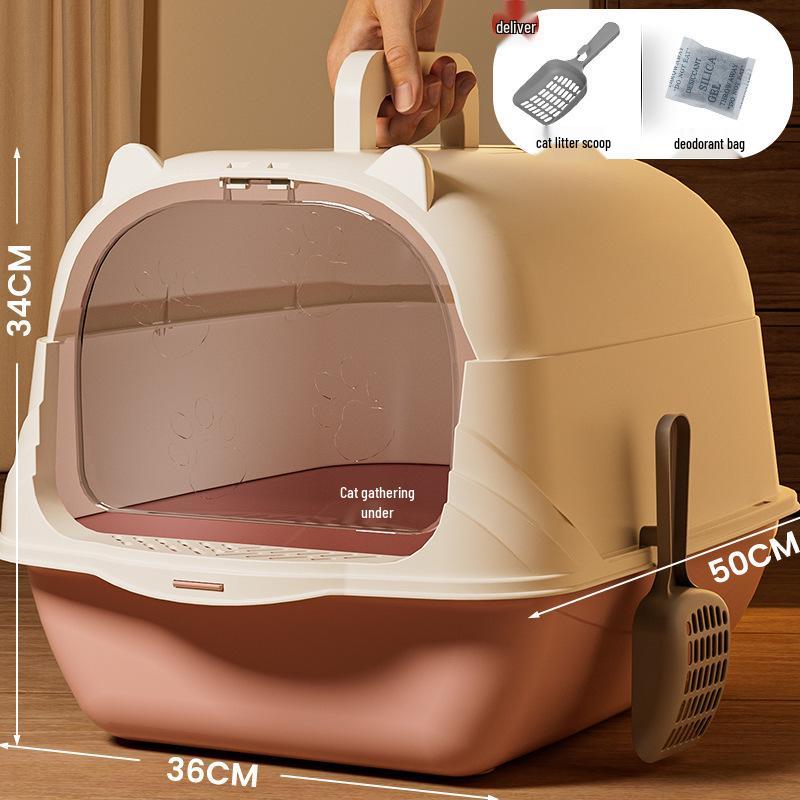Fully Enclosed Extra Large Cat Litter Box with Anti-Splash Mat