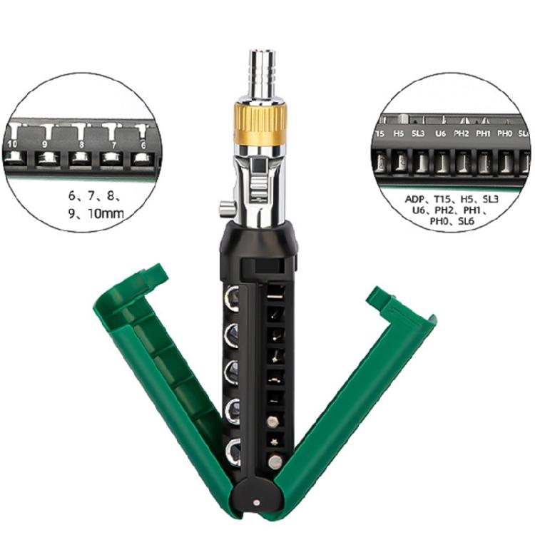 Ratcheting Screwdriver Bit 14 Tip 360 Degree Rotating Head Carbon Steel Construction Comfortable Grip For Prolonged Use