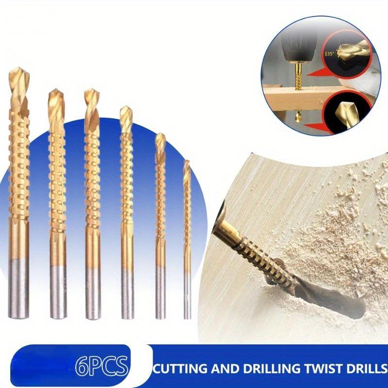 6pcs Twist Drill Bit Set 3-8mm Suitable for Serrated Grooving Cutting Tap Spiral Metal Plastic Hole Woodworking Tools
