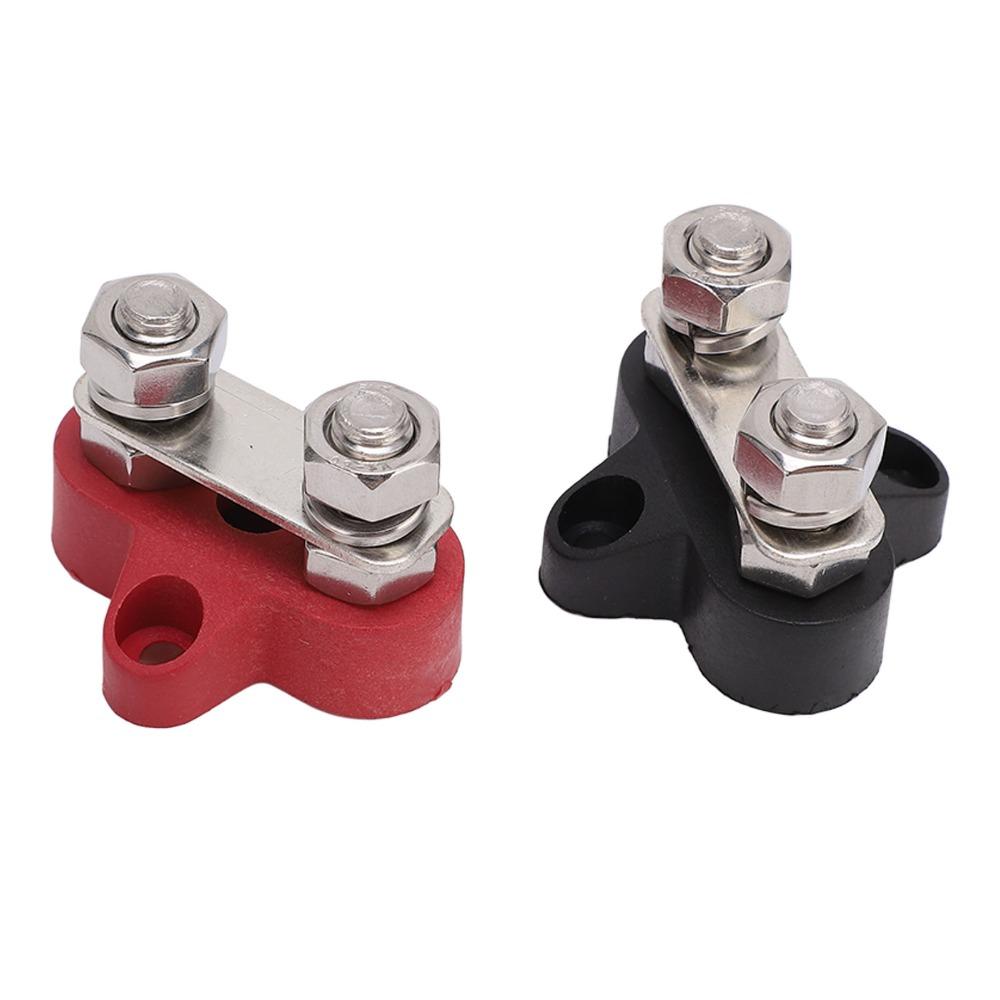 2PCS Durable 5/16" Posts Battery Terminal Block Red & Black 12V 24V Power Distribution Block M8 Connector Set Truck