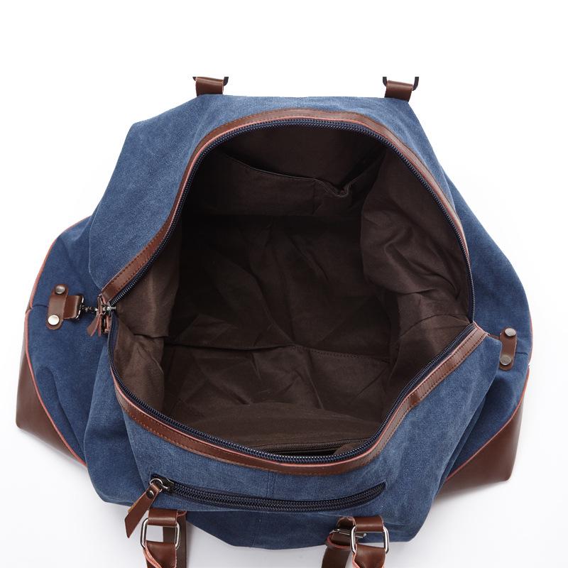 SCIONE Canvas Leather Travel Carry On Luggage Duffel Travel Tote Large Weekend Overnight Male Bag