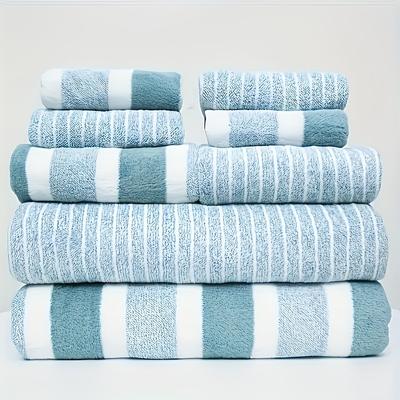 6pcs Striped Towels Set, Quick Dry Absorbent Bathroom Towels, 2 Bath Towels 2 Hand Towels 2 Washcloth, Towels For Home Bathroom