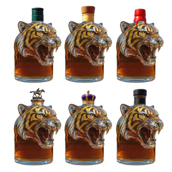 Láhev na whisky ve tvaru tygra 3D zvířecí karafa 300 ml Unikátní skleněná láhev na whisky Dárek pro milovníky whisky a nadšence do domácích mazlíčků