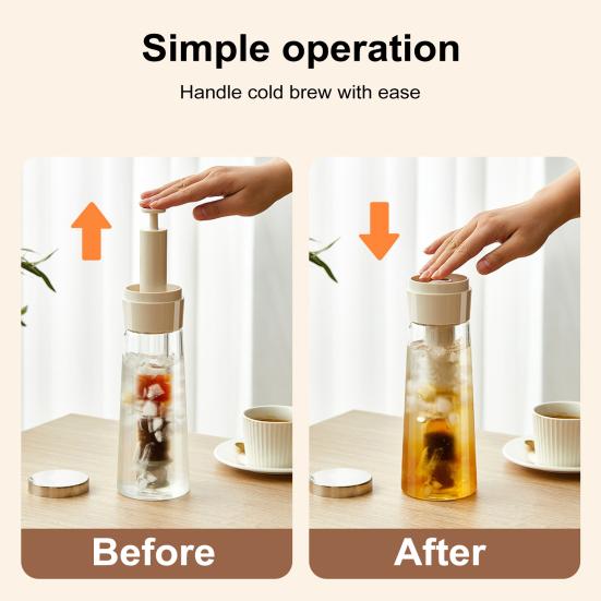 750ML Konvice na kávu Cold Brew 2minutová konvice na Cold Brew s filtrem z nerezové oceli pro domácí použití Konvice na ledovou kávu/čaj
