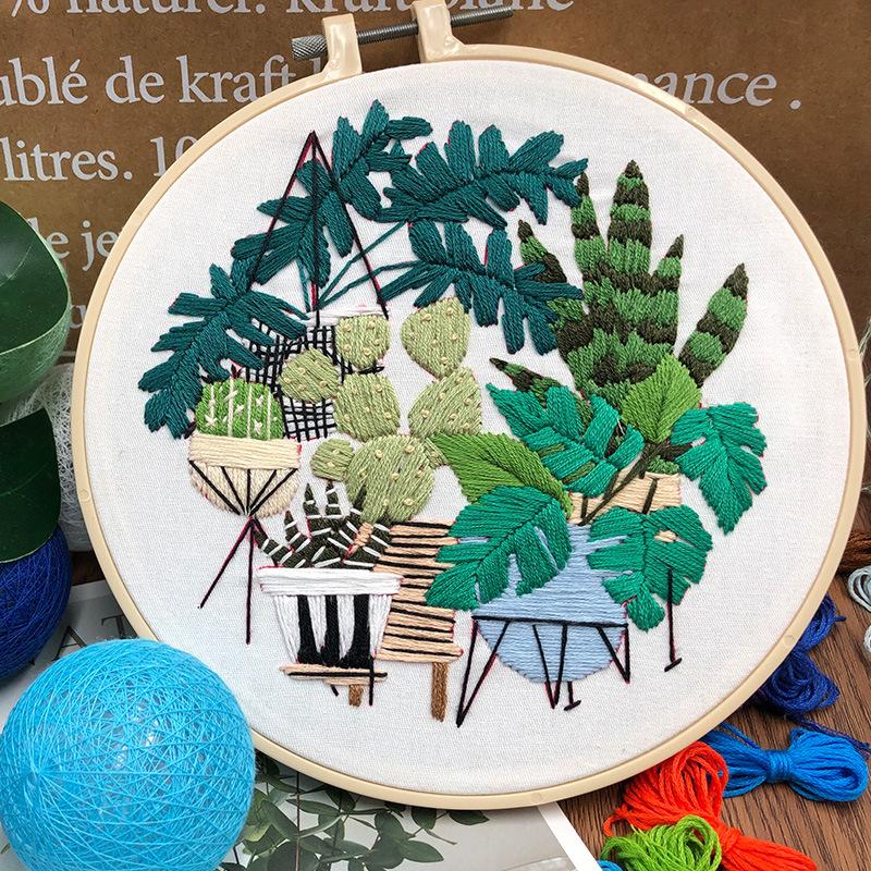 

1 шт. Набор для рукоделия из ткани с вышивкой в цветочном европейском стиле и инструментами about 20cm