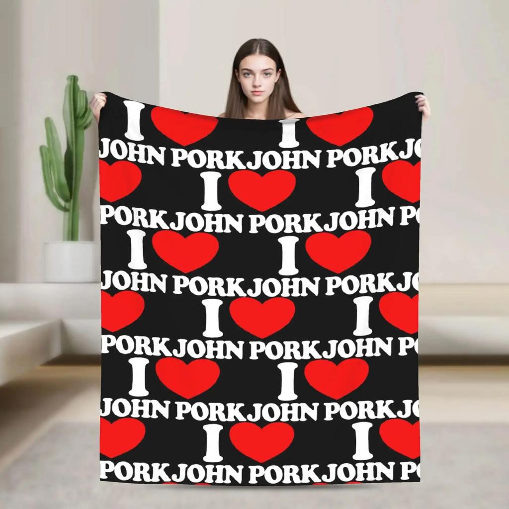 Super Soft Funny Meme Throw Blanket  John Pork Shoutout Design Comfortable Bedspread for Kids Bedroom or Sofa Decor