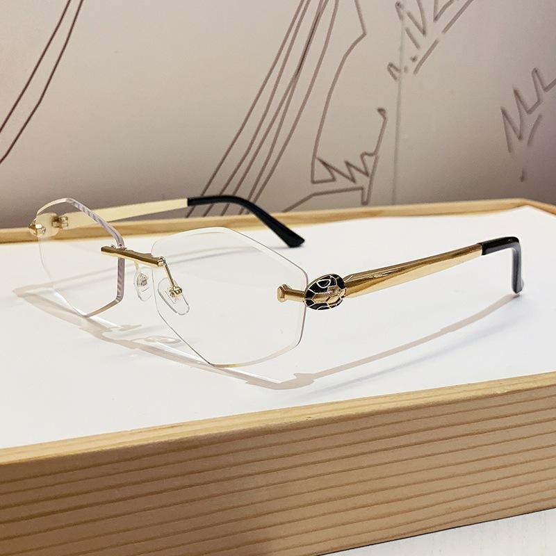 European and American fashion niche trendy brand retro rhombus frameless sunglasses light luxury literary and artistic style sunglasses