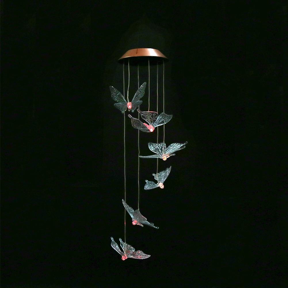 Wasserdichte LED-Solarpanel-Windspiele mit Schmetterlingen für den Außenbereich, Heim-Gartendekorationslicht (transparent)
