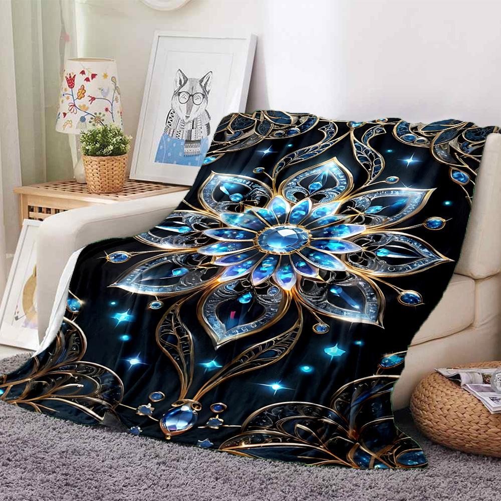 1PC Gilded Lotus Print Blanket, Soft Throw Blanket - Warm & Cozy for Couch, Bed, Office, and Travel yy250912195