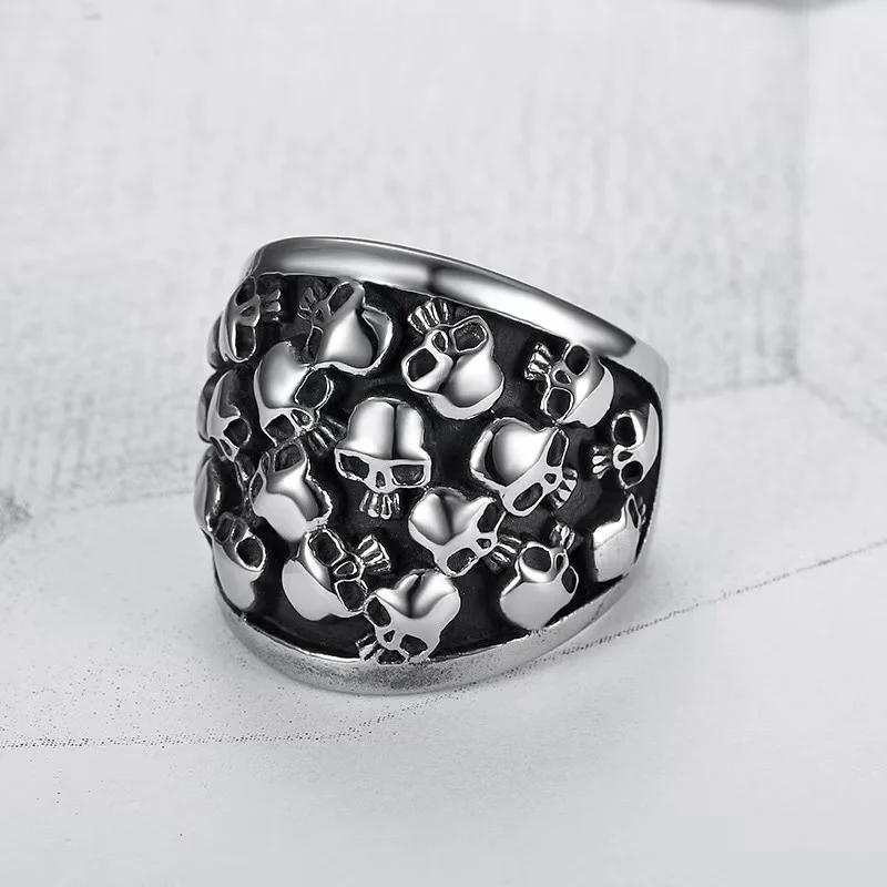 Hot-selling, men s single personality trend stainless steel skull ring, multi-ghost head jewelry 12