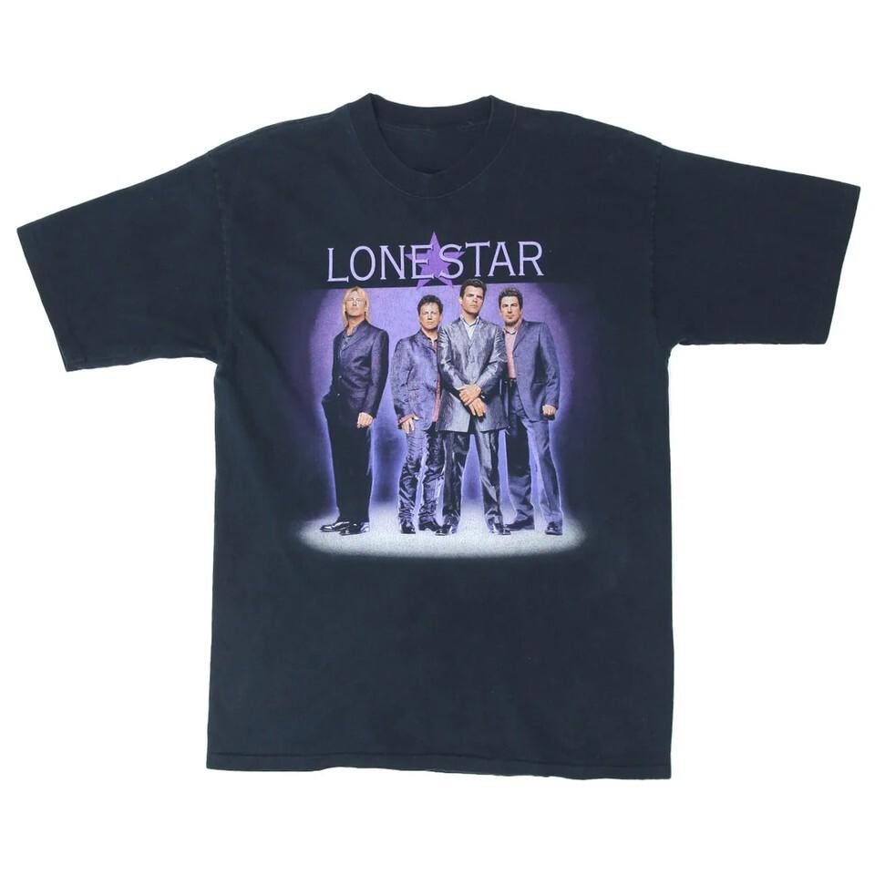 Vtg Lonestar Band Concert Tour Cotton Black All Size Unisex Shirt XXL