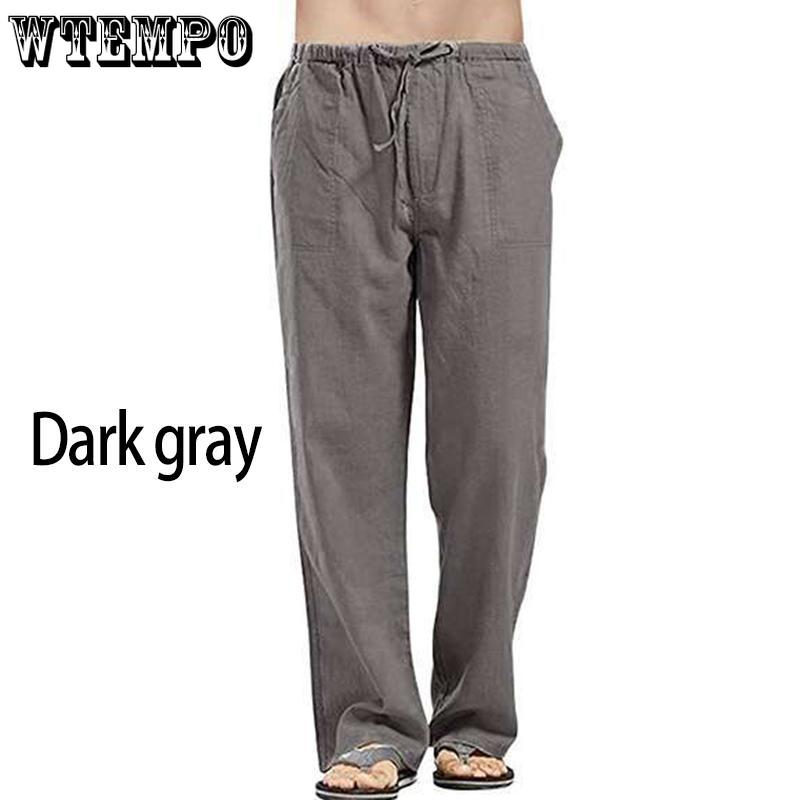 Men's Autumn Streetwear Elastic Waists Trousers Loose Pants Straight Party Pants Linen Plus Size