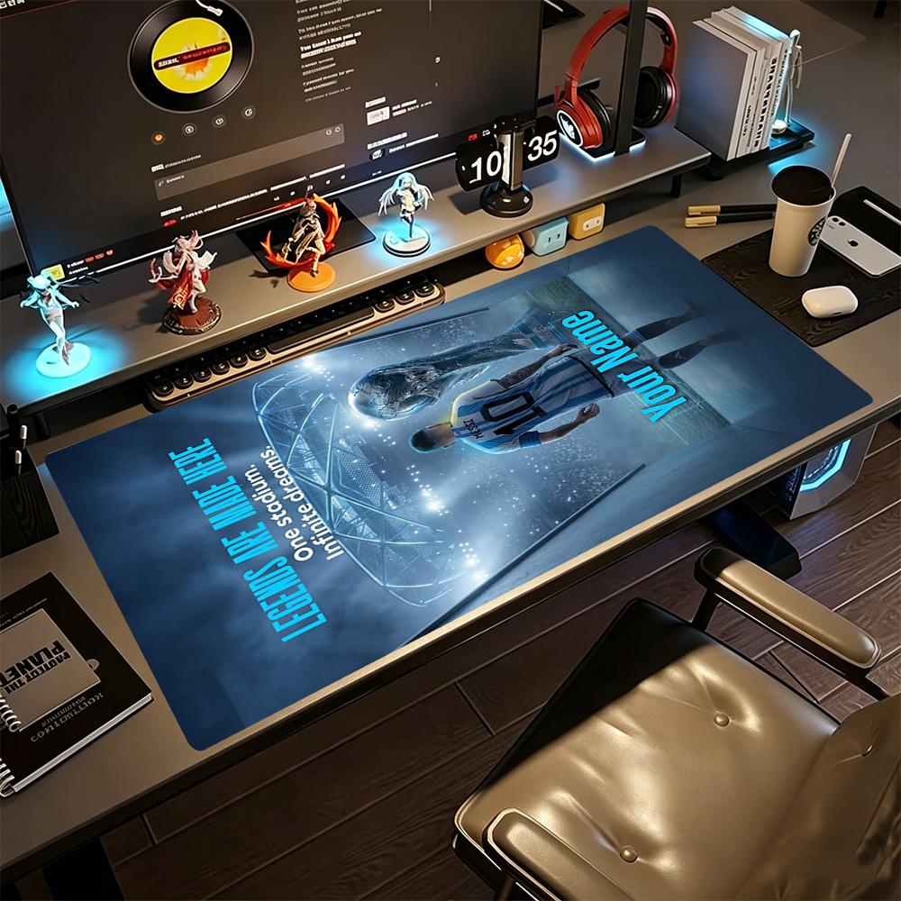 Football Messi Personalized Name Mouse Pad Gamer Mousepad Computer Desk Keyboard Mat Non-Slip Rubber Base Perfect Gift for Gamers