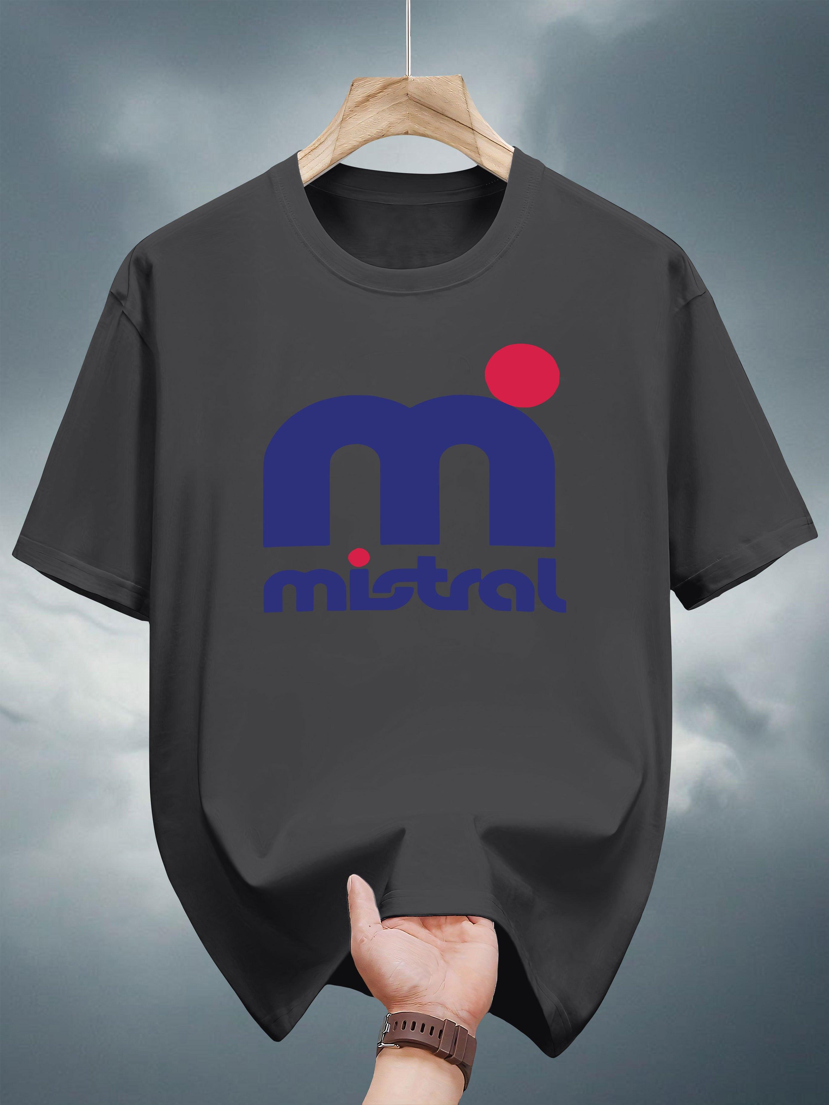T-shirt with Bold MISTAL Graphic Print - Black Casual Summer Tee L