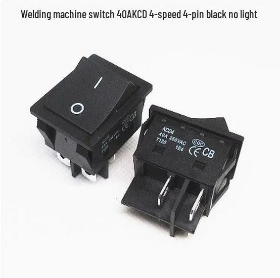 40A High-Power KCD4 Rocker Switch for Welding Machine with Light, Ship-Shaped, Four-Pin, Red/Green