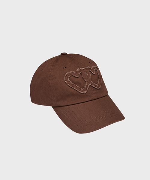 Oul Cap Applique Heart Heart Brown