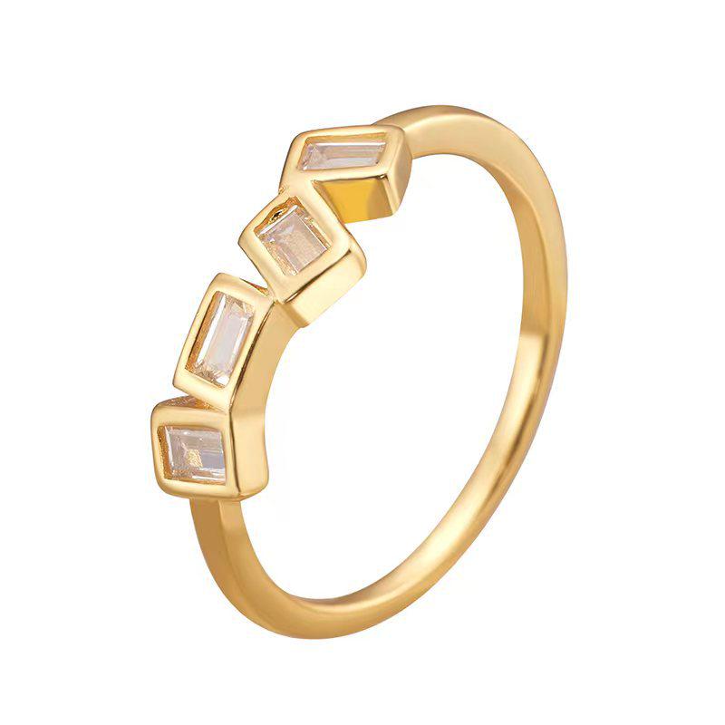 

Кольцо из стерлингового серебра 925 пробы с геометрическим ажурным дизайном и бриллиантами - Элегантная легкая роскошь, европейский и американский стиль Size 8