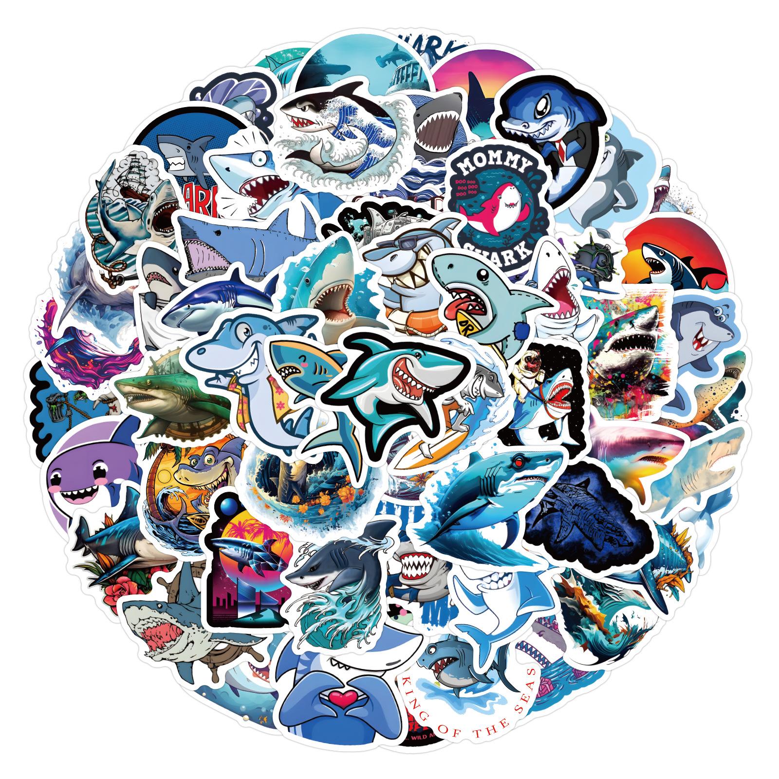

120 New Shark Cartoon Graffiti Stickers Decorative Skateboard Water Cup Hand Tent Waterproof Stickers