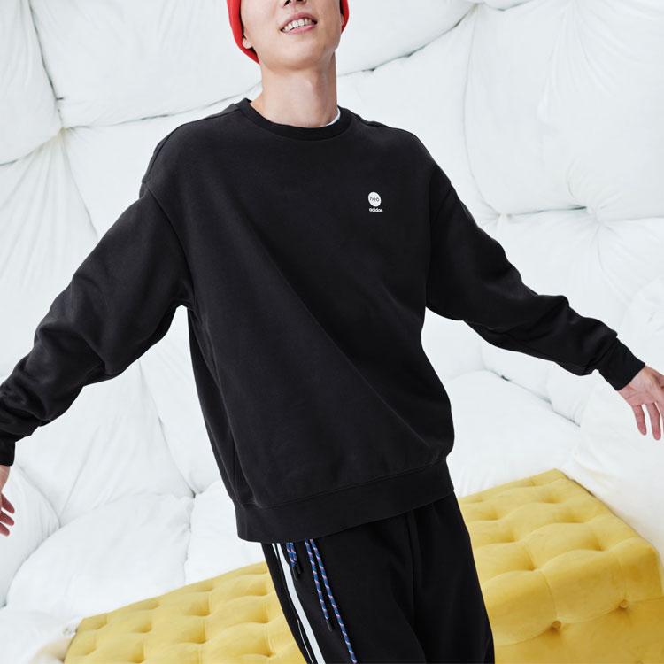 Adidas Neo Sweatshirts Unisex Black Crew Neck Moderate Regular HY9654