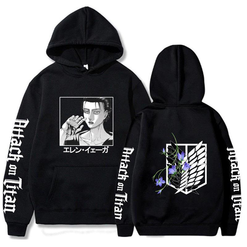 Attack on Titan Eren Jaeger Hoodie Men Women Sweatshirt Print Unisex Hip Hop Style Autumn Winter Fashion Tops Clothes