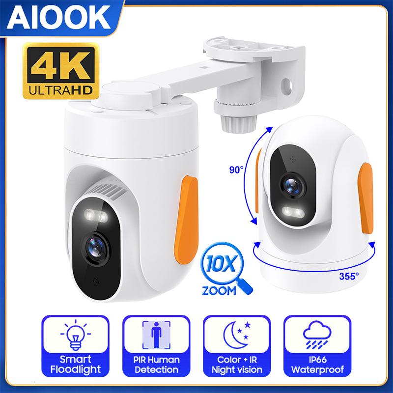

AIOOK IP-камера, уличная водонепроницаемая HD 4K WIFI система видеонаблюдения, 10-кратный зум, домашняя камера безопасности, полноцветная камера ночного видения, двусторонний домофон, обнаружение движения