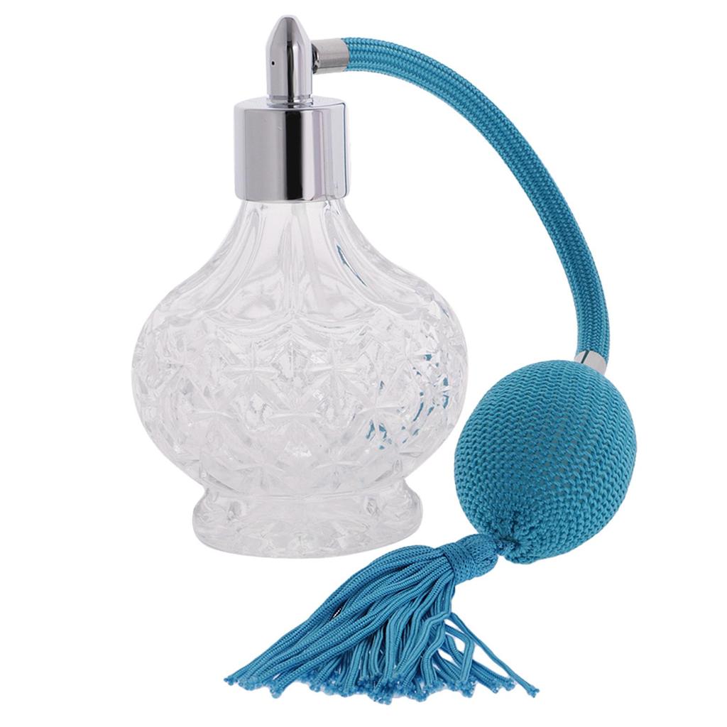Vintage křišťálově čiré sklo Prázdná lahvička s vůní s dlouhým rozprašovačem Vonná pumpička Doplňitelná součást make-up Tool Lady Gift 100 ml