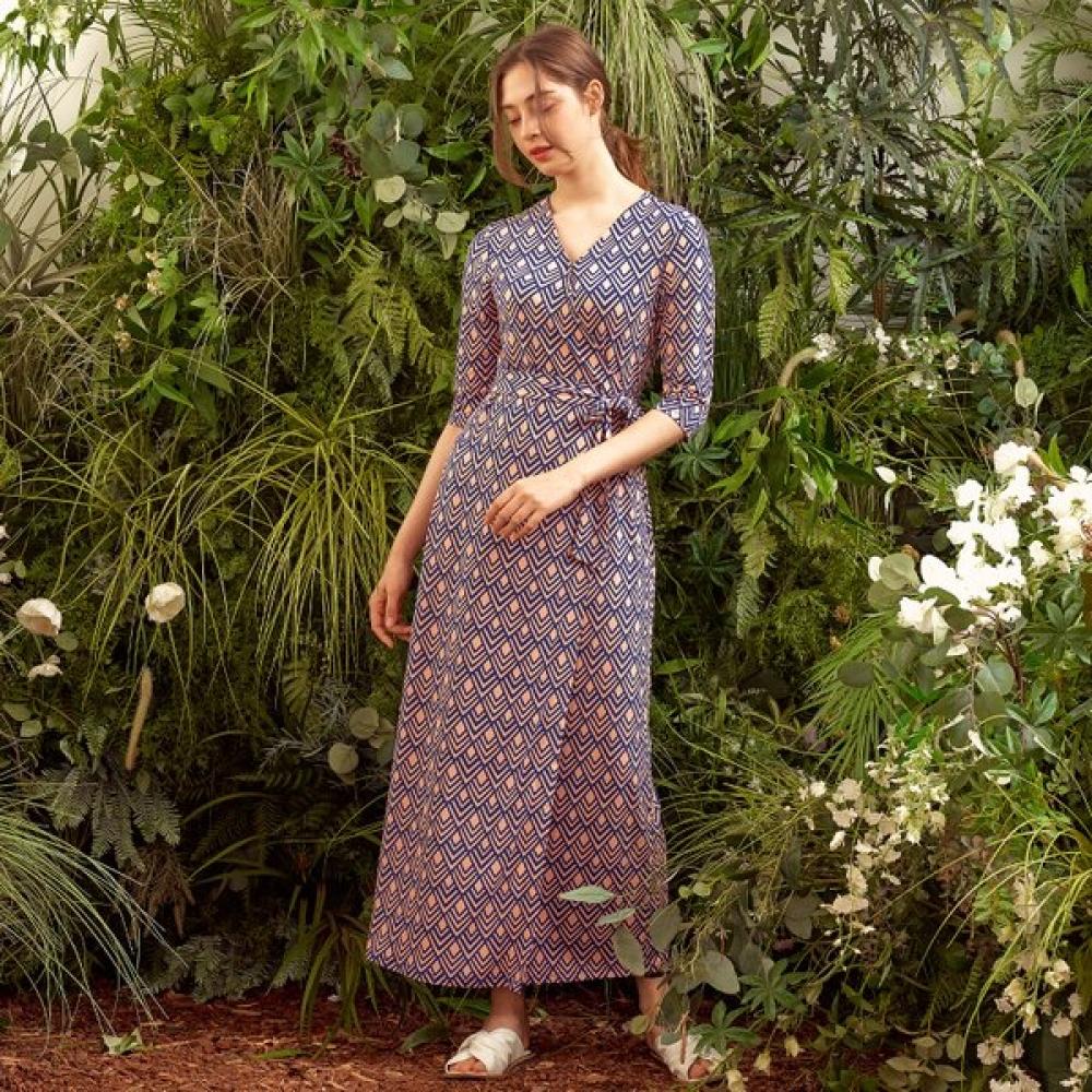 Lipbbam Creora Romona 3 4 Sleeve Long Wrap Dress Ldm10di01
